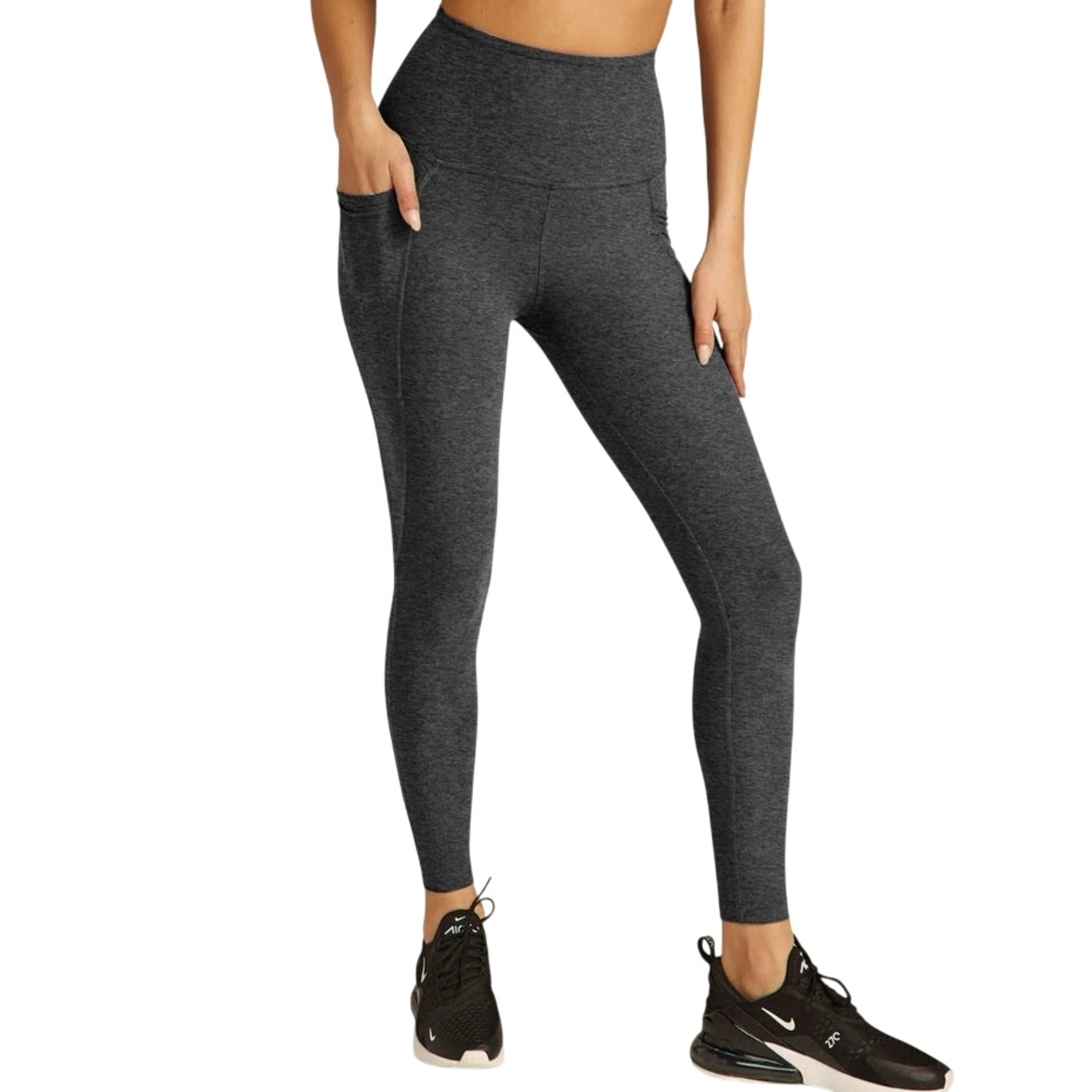 Beyond Yoga Butter Soft Heathered Gray Pocket Midi Length Leggings Size Small